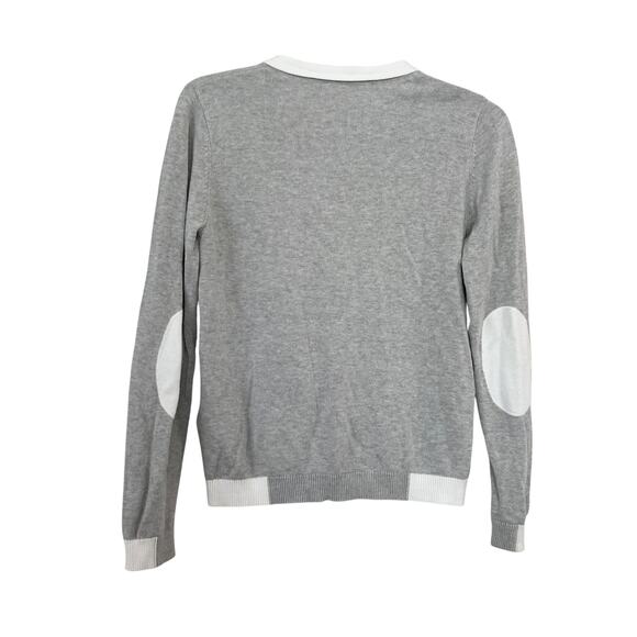 Bonpoint Boys Gray White Colorblock Cotton Cardigan Sweater Size 12 - Picture 2 of 7